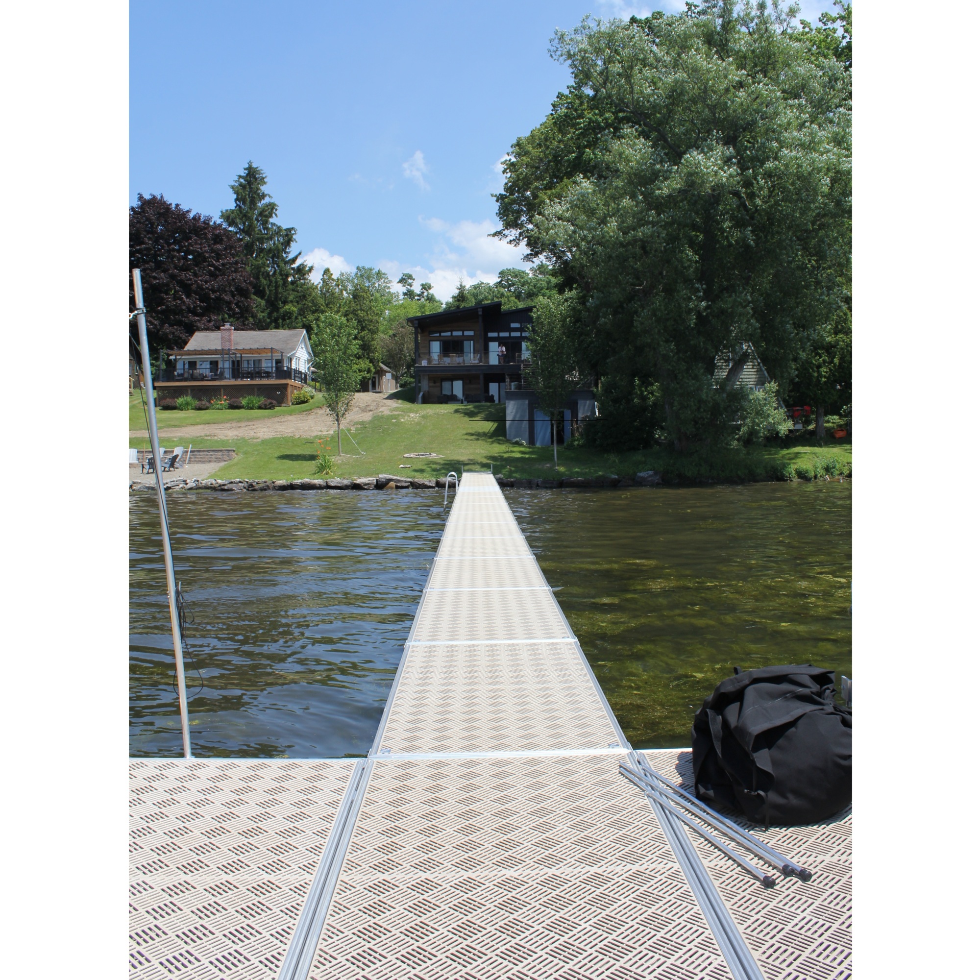 EasyConnect by Alumidock Stationary Dock — 3ft. x 8ft., Aluminum Frame, Oak Colored Polypropylene Decking, 10-Year Warranty, Model# DOCKS:EC-3-S